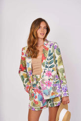 Giacca blazer in lino cotone stampato ISSOIRE